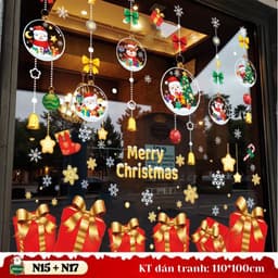 Mẫu 2027 Decal dán kính chủ đề NOEL - TẾT hít tĩnh điện không keo 2 mặt, dễ dán – Trang trí nhà, cửa hàng 7