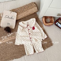 (SẴN Loại 1)- Pizama cho bé gái sét bộ chấm bi phối viền cho bé gái phong cách hàn quốc 4