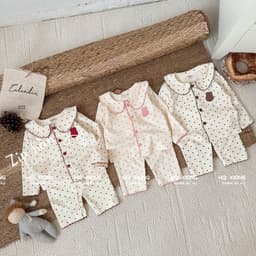 (SẴN Loại 1)- Pizama cho bé gái sét bộ chấm bi phối viền cho bé gái phong cách hàn quốc 8
