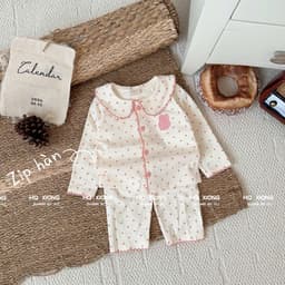 (SẴN Loại 1)- Pizama cho bé gái sét bộ chấm bi phối viền cho bé gái phong cách hàn quốc 5