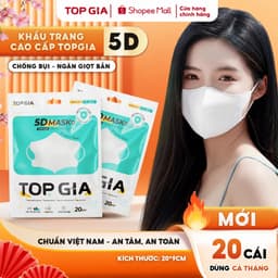 [QUÀ TẶNG] Khẩu Trang 5D TopGia An Toàn, 3 Lớp Kháng Khuẩn Chống Nắng, Chống Bụi, Thoáng Khí 0PT 1