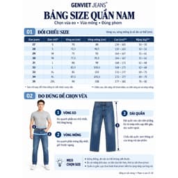 Quần jean nam dáng col đứng GENVIET JEANS vải denim bền đẹp thanh lịch basic dễ phối đồ 8758 8