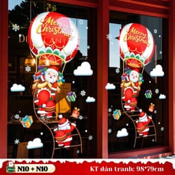 Mẫu 2027 Decal dán kính chủ đề NOEL - TẾT hít tĩnh điện không keo 2 mặt, dễ dán – Trang trí nhà, cửa hàng 3
