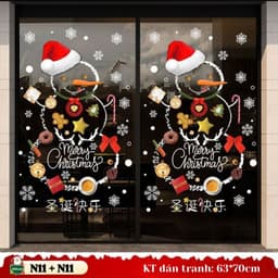Mẫu 2027 Decal dán kính chủ đề NOEL - TẾT hít tĩnh điện không keo 2 mặt, dễ dán – Trang trí nhà, cửa hàng 4