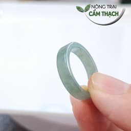 [Nông Trại Cẩm Thạch] Nhẫn Ngọc Cẩm Thạch Phỉ Thúy Lam Ngọc Bản Vuông Ngọc Tự Nhiên Type A kèm kiểm định 2