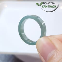 [Nông Trại Cẩm Thạch] Nhẫn Ngọc Cẩm Thạch Phỉ Thúy Lam Ngọc Bản Vuông Ngọc Tự Nhiên Type A kèm kiểm định 3