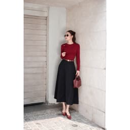 Áo Thun Tăm Dài Tay Cổ Tròn Khoen Vai Titan Màu Đỏ Rượu MACI MCAATDO0419 Thời Trang Nữ Thiết Kế 9