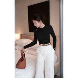 Áo Thun Tăm Dài Tay Cổ Tròn Khoen Vai Titan Màu Đỏ Rượu MACI MCAATDO0419 Thời Trang Nữ Thiết Kế 4