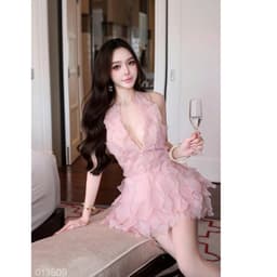 ĐẦM CỔ YẾM LÁ 3D PHOM XÒE THỜI TRANG THIẾT KẾ 5
