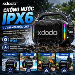 Loa Bluetooth XDODO BOOM II Công Suất 80W, Bluetooth 5.4, Pin 10400mAh, Chống Nước IPX6, Bass Mạnh, LED RGB, Ghép Đôi TW 3