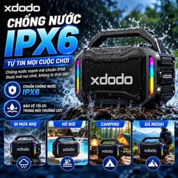 Loa Bluetooth XDODO BOOM II Công Suất 80W, Bluetooth 5.4, Pin 10400mAh, Chống Nước IPX6, Bass Mạnh, LED RGB, Ghép Đôi TW 8