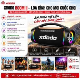 Loa Bluetooth XDODO BOOM II Công Suất 120W RMS, Bluetooth 5.4, Chống Nước IPX6, Bass Mạnh, LED RGB, Ghép Đôi TWS, Loa Di 8