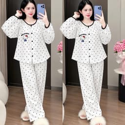 sét nữ ,sét tay dài ,sét thu đông nữ ,sét tay dài quần suông ĐŨI VÂN MÂY THÊU MÈO THUN BIGSIZE 45-85KG 5