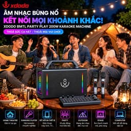 Loa Karaoke Bluetooth XDODO BMTL Party Play 200W, Kèm 2 Micro Không Dây, Bluetooth 5.3, Pin 10000mAh, Đèn LED RGB, Chống 3