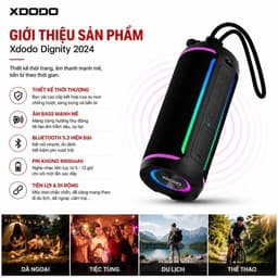 Loa Bluetooth XDODO Dignity 2024 Công Suất 50W, Bluetooth 5.3, Chống Nước IPX6, Pin 6600mAh, Bass Mạnh, Đèn LED RGB, Kết 5