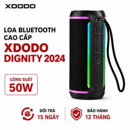 Loa Bluetooth XDODO Dignity 2024 Công Suất 50W, Bluetooth 5.3, Chống Nước IPX6, Pin 6600mAh, Bass Mạnh, Đèn LED RGB, Kết 1