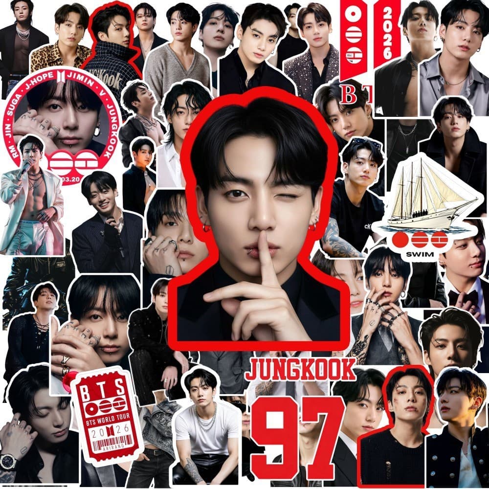(Kém quá tặng) Set 55 hình dán trang trí JungKook cute 2026 (giao ngẫu nhiên)