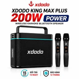 Loa Bluetooth XDODO King Max Plus Công Suất 200W Kèm 2 Micro Không Dây, Loa Karaoke Di Động Bass Mạnh, Bluetooth 5.3, Pi 1