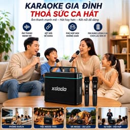 Loa Bluetooth XDODO King Max Plus Công Suất 200W Kèm 2 Micro Không Dây, Loa Karaoke Di Động Bass Mạnh, Bluetooth 5.3, Pi 9