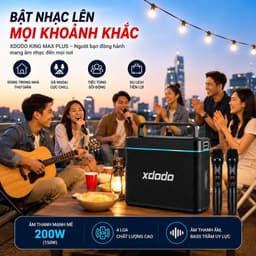 Loa Bluetooth XDODO King Max Plus Công Suất 200W Kèm 2 Micro Không Dây, Loa Karaoke Di Động Bass Mạnh, Bluetooth 5.3, Pi 3