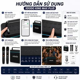 Loa Bluetooth XDODO King Max Plus Công Suất 200W Kèm 2 Micro Không Dây, Loa Karaoke Di Động Bass Mạnh, Bluetooth 5.3, Pi 8