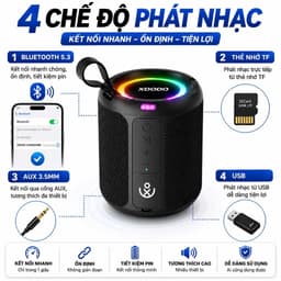 Loa Bluetooth XDODO 3 KINGDOMS 40W Siêu Trầm, Bluetooth 5.3, Pin 4400mAh, Chống Nước IPX6, Đèn LED RGB, Ghép Đôi TWS 8