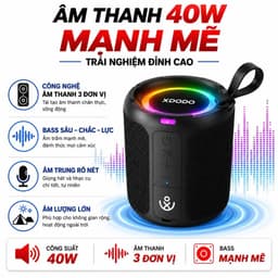 Loa Bluetooth XDODO 3 KINGDOMS 40W Siêu Trầm, Bluetooth 5.3, Pin 4400mAh, Chống Nước IPX6, Đèn LED RGB, Ghép Đôi TWS 3