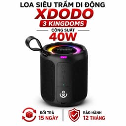 Loa Bluetooth XDODO 3 KINGDOMS 40W Siêu Trầm, Bluetooth 5.3, Pin 4400mAh, Chống Nước IPX6, Đèn LED RGB, Ghép Đôi TWS 1