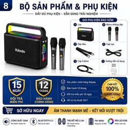 Loa Karaoke Bluetooth XDODO NUTS 120W Kèm 2 Micro Không Dây, Bluetooth 5.3, Đèn LED RGB, Bass Mạnh, Hỗ Trợ TWS, Pin Dung 2