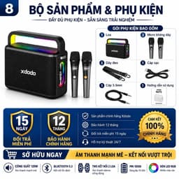 Loa Karaoke Bluetooth XDODO NUTS 120W Kèm 2 Micro Không Dây, Bluetooth 5.3, Đèn LED RGB, Bass Mạnh, Hỗ Trợ TWS, Pin Dung 8