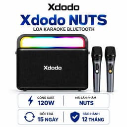 Loa Karaoke Bluetooth XDODO NUTS 120W Kèm 2 Micro Không Dây, Bluetooth 5.3, Đèn LED RGB, Bass Mạnh, Hỗ Trợ TWS, Pin Dung 1