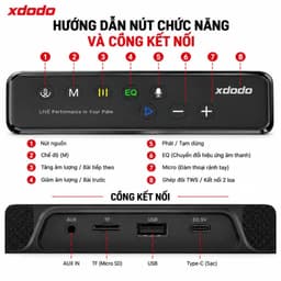 Loa Bluetooth XDODO X8 Max 100W RMS, Pin 20000mAh, Chống Nước IPX5, Âm Bass Mạnh 5