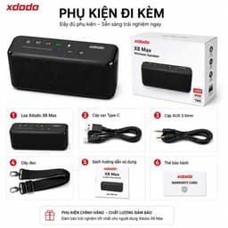Loa Bluetooth XDODO X8 Max 100W RMS, Pin 20000mAh, Chống Nước IPX5, Âm Bass Mạnh 3