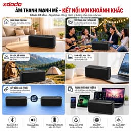 Loa Bluetooth XDODO X8 Max 100W RMS, Pin 20000mAh, Chống Nước IPX5, Âm Bass Mạnh 8