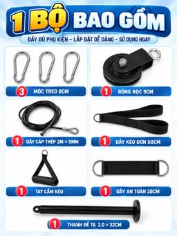 Bộ Dây Cáp Ròng Rọc Tập Gym Tại Nhà 1