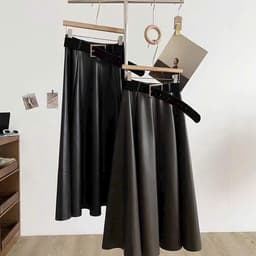 🌷 Chân Váy Maxi Da PU Dáng Xòe Dài Qua Gối Cạp Cao Tôn Dáng Thời Trang Nữ Hàn Quốc 9