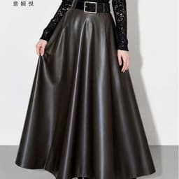 🌷 Chân Váy Da PU Dáng Dài Xòe Chữ A Cạp Cao Sang Chảnh Phong Cách Hàn Quốc Vintage 7
