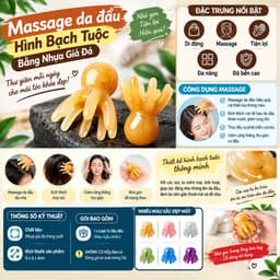 Massage da đầu hình bạch tuộc bằng nhựa giả đá và Cây Massage Đầu Bạch Tuộc 22cm. LMS 1