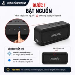 Loa Bluetooth XDODO WAKE 1983 Công Suất 50W, Chống Nước IPX7, Bluetooth 5.0, Bass Mạnh, Pin 10H, Kết Nối TWS 2 Loa 8