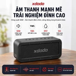 Loa Bluetooth XDODO WAKE 1983 Công Suất 50W, Chống Nước IPX7, Bluetooth 5.0, Bass Mạnh, Pin 10H, Kết Nối TWS 2 Loa 2