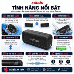 Loa Bluetooth XDODO WAKE 1983 Công Suất 50W, Chống Nước IPX7, Bluetooth 5.0, Bass Mạnh, Pin 10H, Kết Nối TWS 2 Loa 6