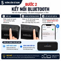 Loa Bluetooth XDODO WAKE 1983 Công Suất 50W, Chống Nước IPX7, Bluetooth 5.0, Bass Mạnh, Pin 10H, Kết Nối TWS 2 Loa 5