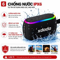 Loa Bluetooth XDODO X8 Mini II Công Suất 30W, Bluetooth 5.3, Chống Nước IPX6, Pin 2600mAh, LED RGB, Ghép Đôi TWS, Âm Tha 7