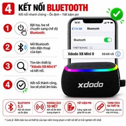 Loa Bluetooth XDODO X8 Mini II Công Suất 30W, Bluetooth 5.3, Chống Nước IPX6, Pin 2600mAh, LED RGB, Ghép Đôi TWS, Âm Tha 4