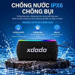 Loa Bluetooth XDODO X8 Plus II 80W Bass Mạnh, Chống Nước IPX6, Bluetooth 5.3, Pin 10400mAh, Đèn LED RGB, Hỗ Trợ AUX USB 4