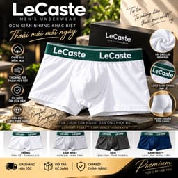 Hộp 4 Quần Lót Nam Boxer LeCaste Thun Lạnh Co Giãn 4 Chiều, Set 4 Sịp Đùi Nam Thoáng Mát Thông Hơi 2