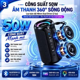 Loa Bluetooth XDODO Challenger 2020 Công Suất 50W, Âm Thanh 360 Độ, Bass Mạnh, Bluetooth 5.3, Chống Nước IPX7, Pin 5200m 2