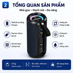 Loa Bluetooth XDODO Challenger 2020 Công Suất 50W, Âm Thanh 360 Độ, Bass Mạnh, Bluetooth 5.3, Chống Nước IPX7, Pin 5200m 7