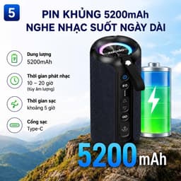 Loa Bluetooth XDODO Challenger 2020 Công Suất 50W, Âm Thanh 360 Độ, Bass Mạnh, Bluetooth 5.3, Chống Nước IPX7, Pin 5200m 3