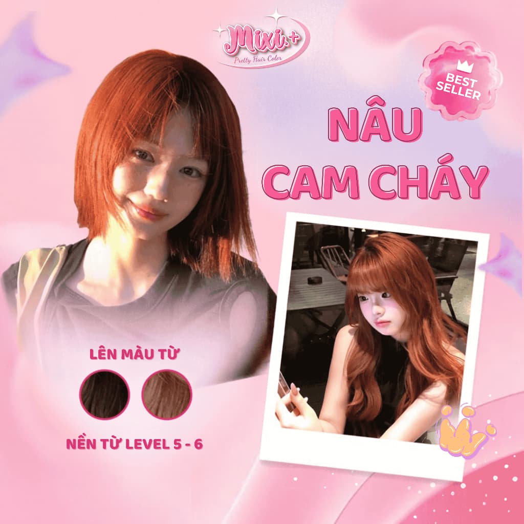 Thuốc nhuộm tóc tại nhà,  Thuốc nhuộm tóc màu NÂU CAM CHÁY không cần tẩy|  Cheeng+